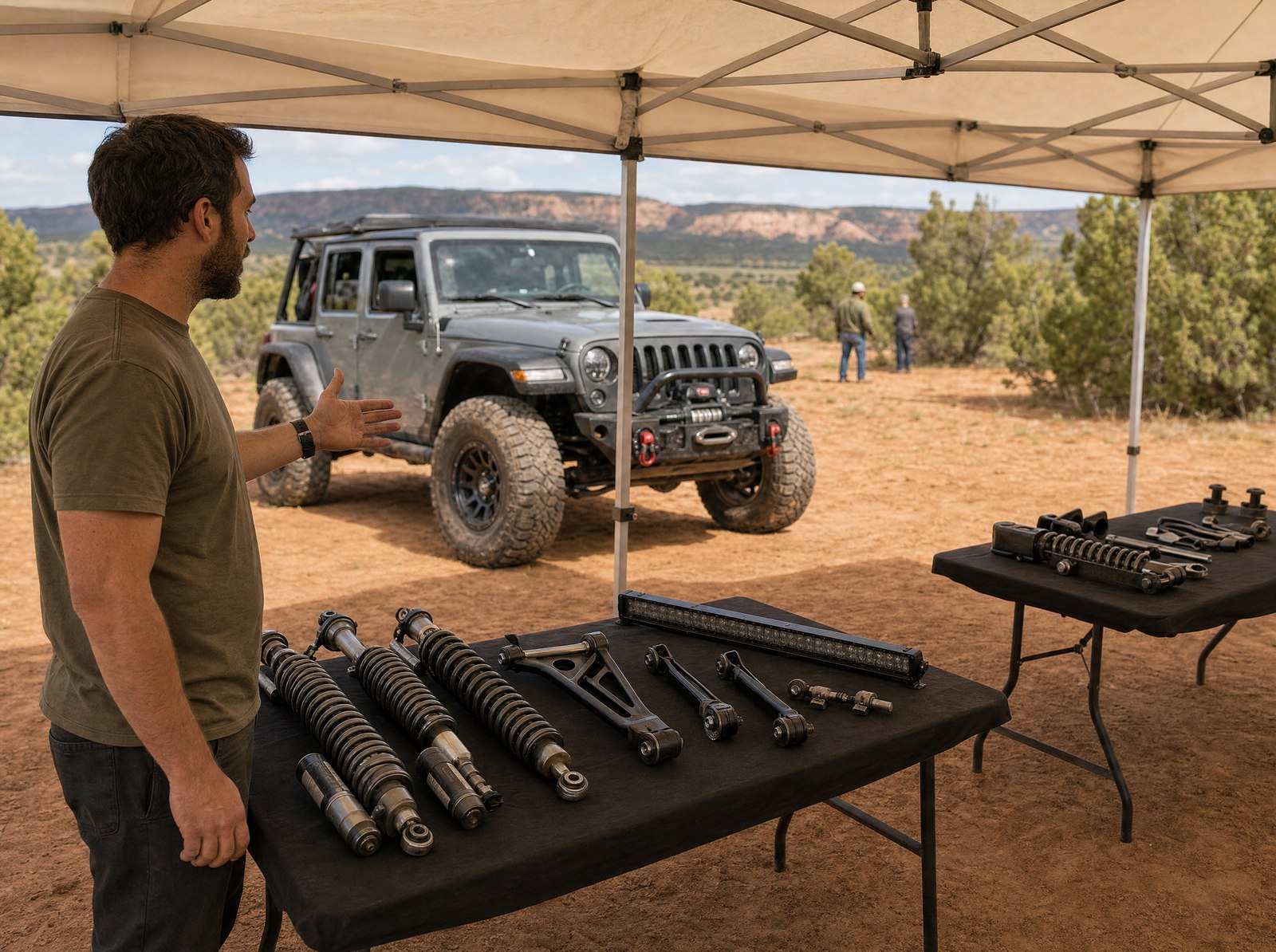 Brand training tent with parts table