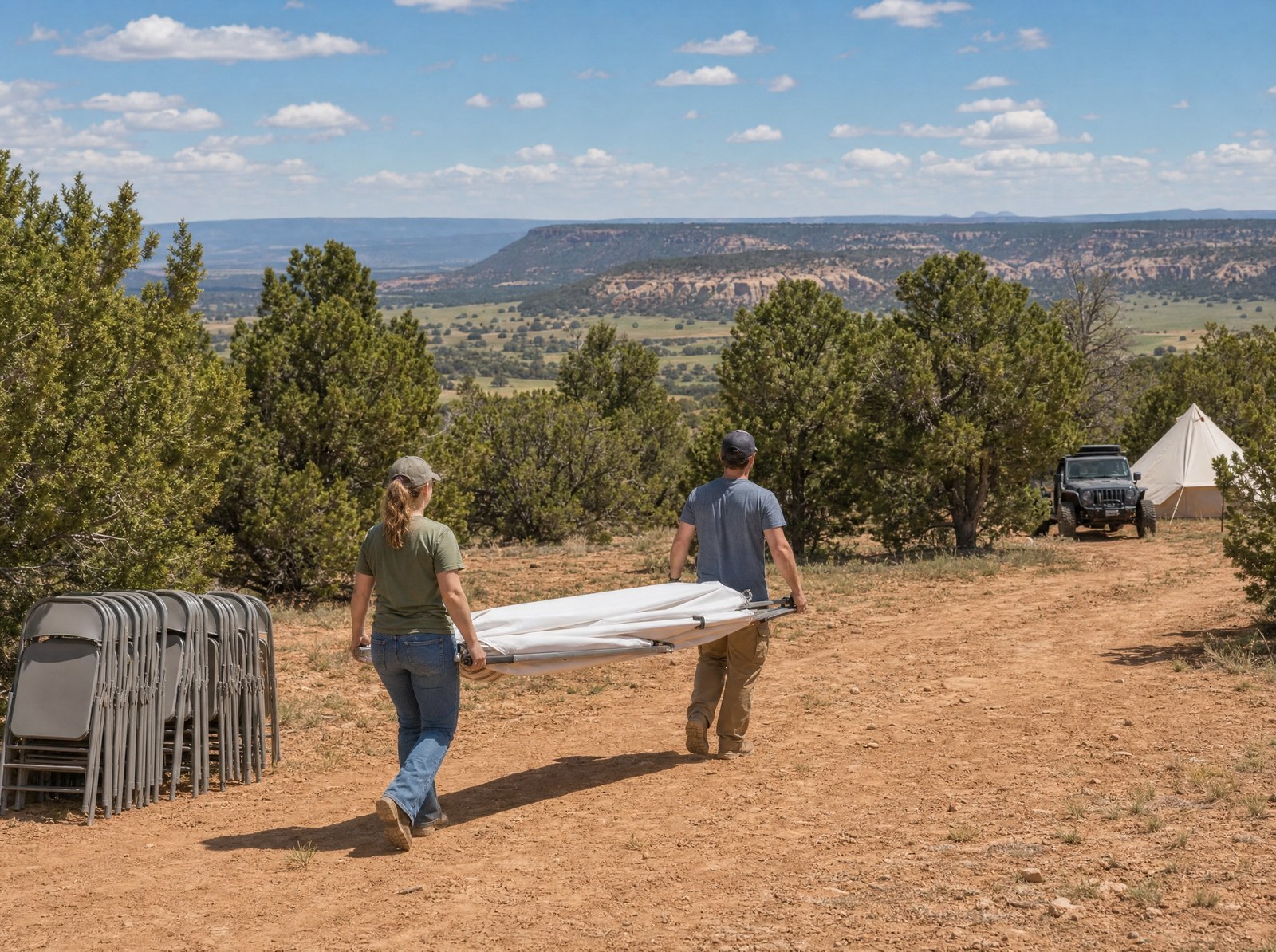 Volunteers helping on the property