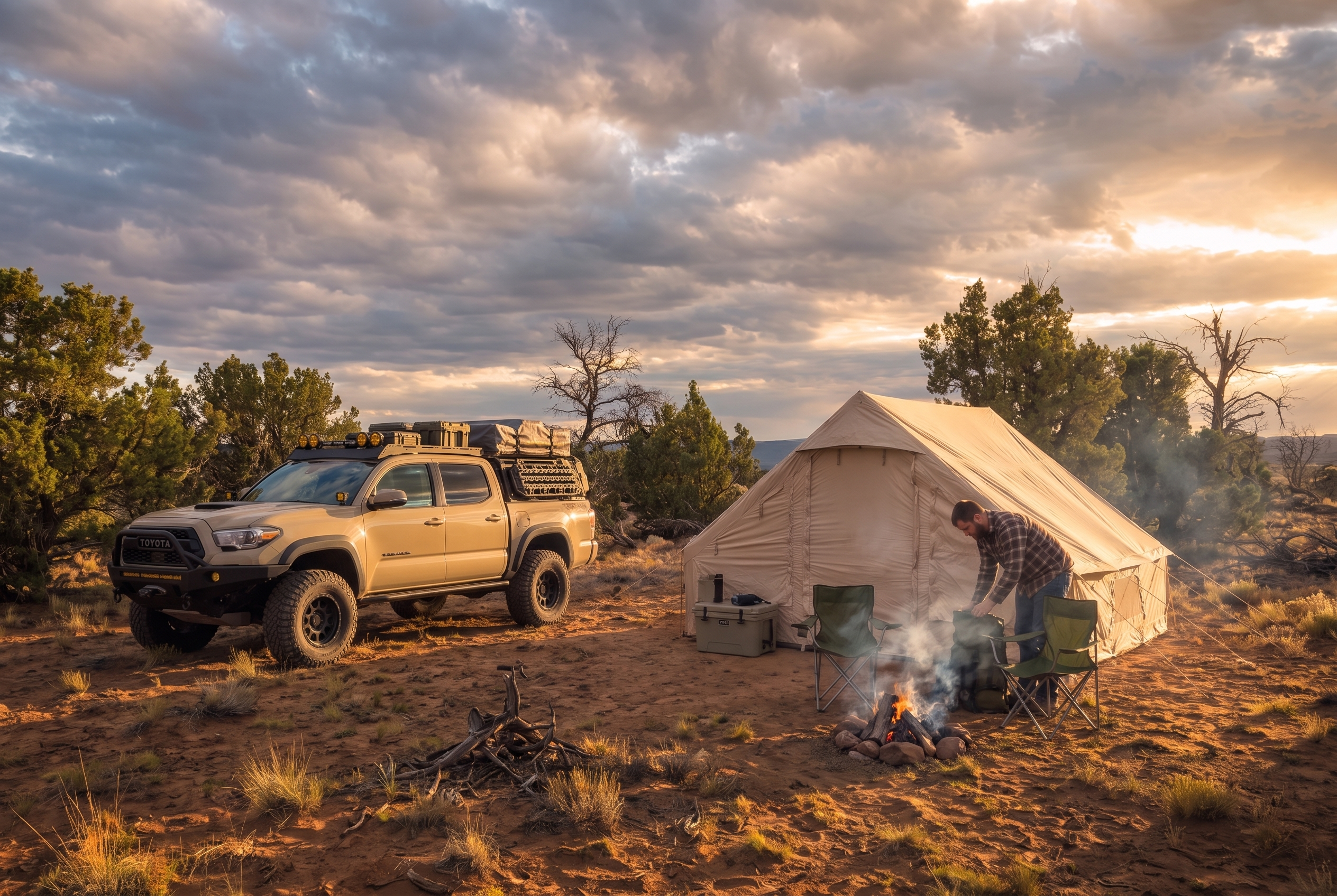 Furnished single tent — static view