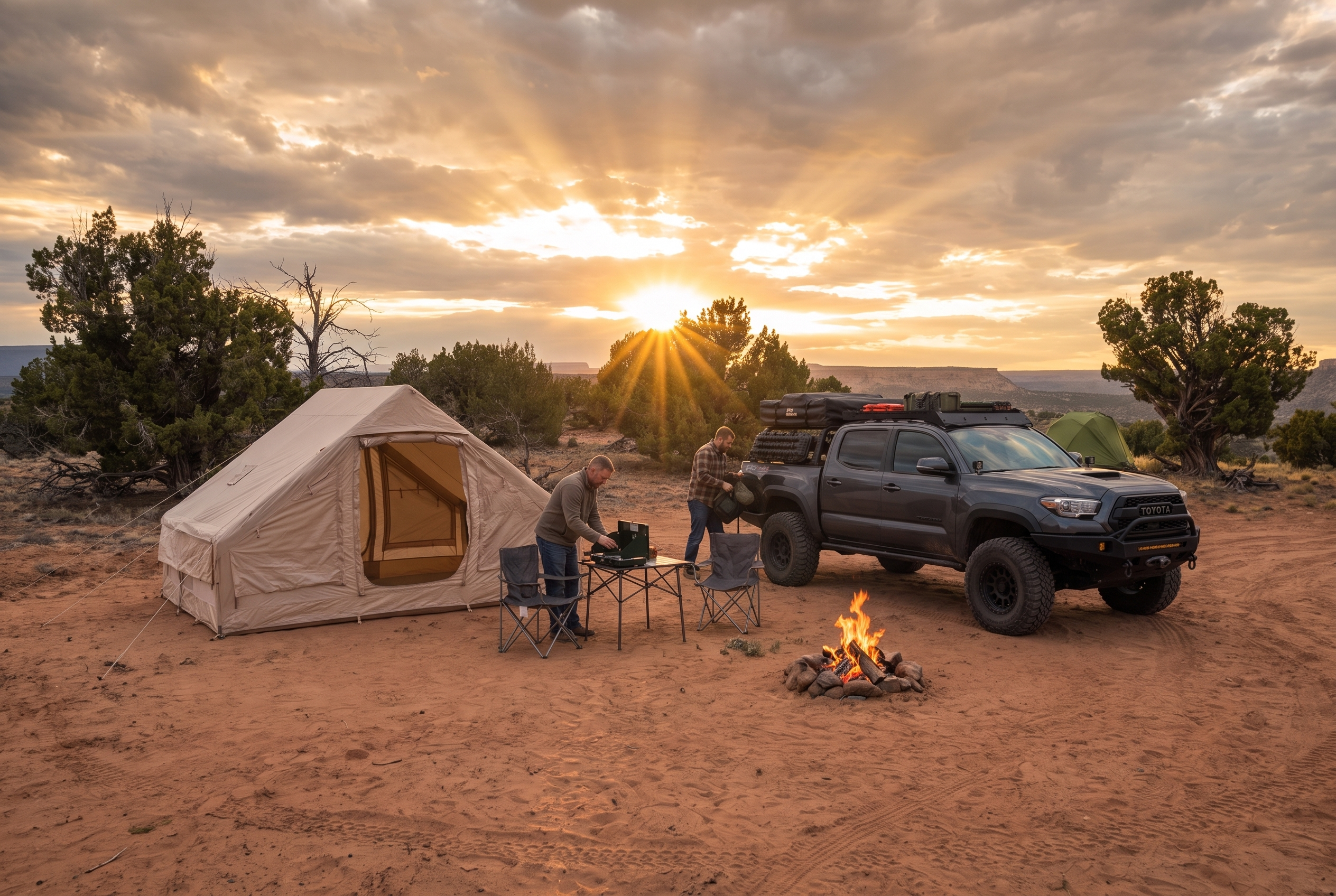 Furnished double tent — static view