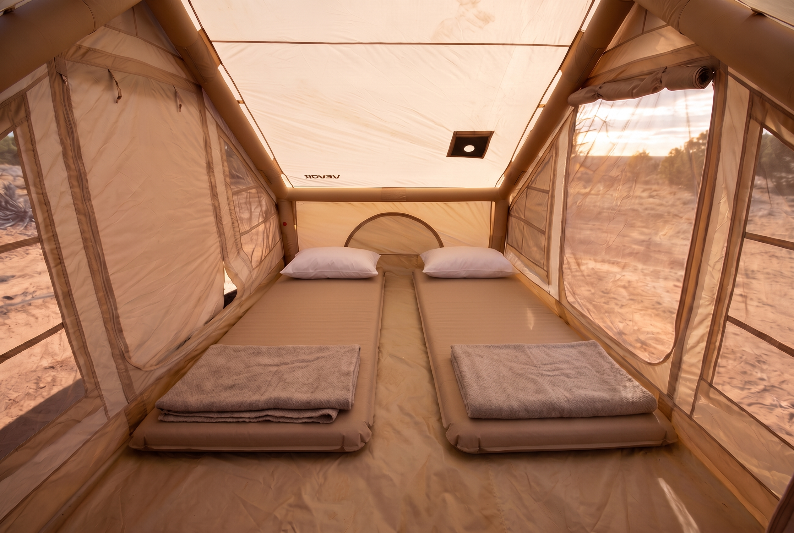 Furnished double tent — interior detail